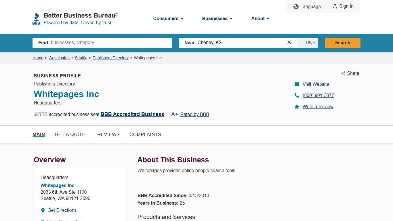 Whitepages Inc | BBB Business Profile | Better Business Bureau